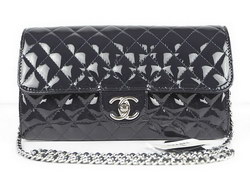 AAA Chanel Classic Flap Bags Navy Blue Patent Leather 50432 Knockoff